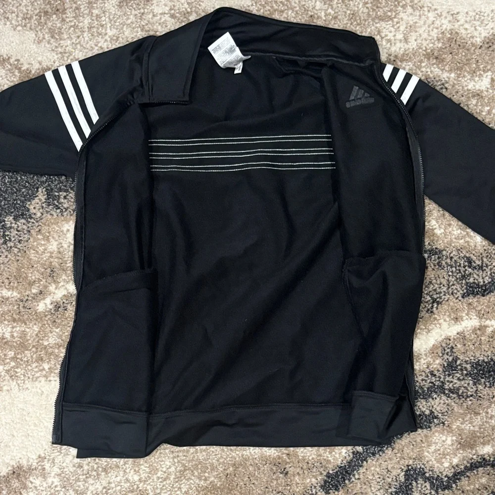adidas Black Kids Jacket with White Stripes